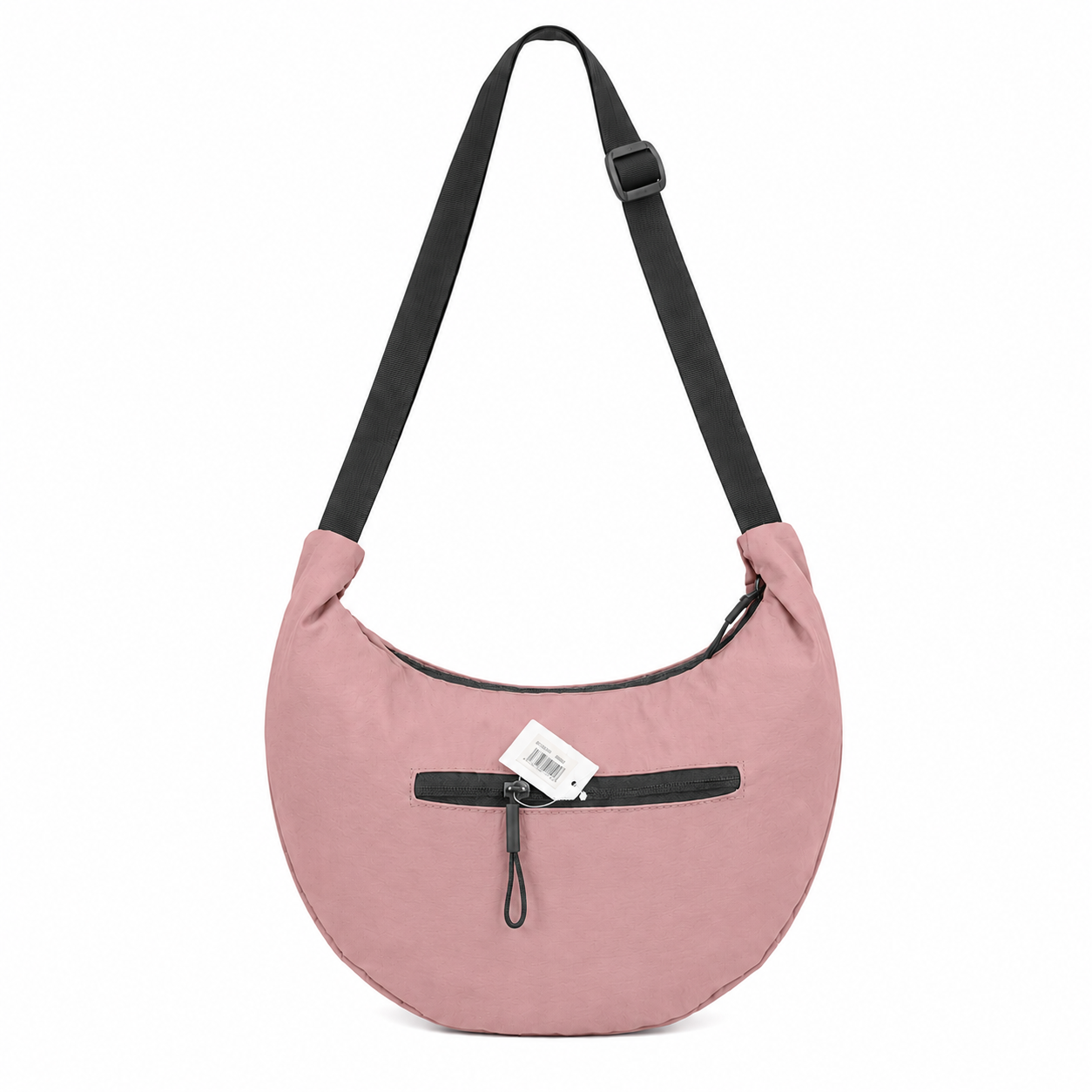 (image for) 2304 Blush Pink Adjustable Nylon Crescent Crossbody Bag